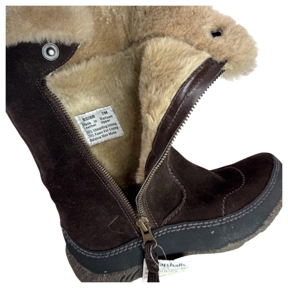 Clarks Womens Novice Moon Winter Boots Suede Shearling Mid-Calf Brown Size 7 - Picture 8 of 15